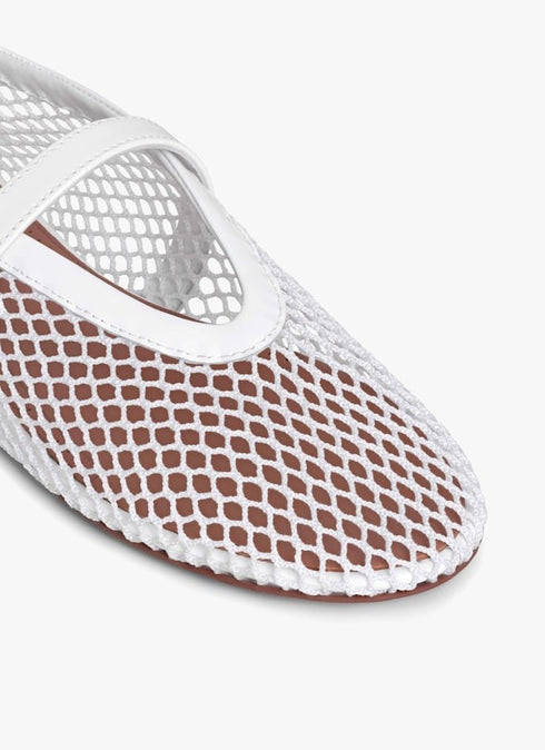 White - Ballet Flats In Fishnet - GLAM MODA